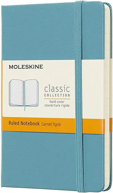Carnetel de buzunar cu coperti tari Moleskine Classic Ruled - Albastru, liniat deschis