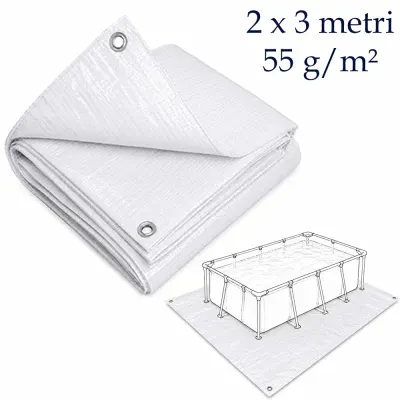 Prelata Impermeabila Sub Piscina 2x3 m, Protectie Baza Piscinei, 55 g/mp