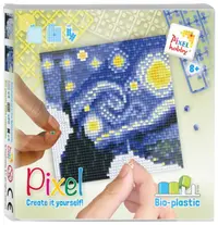 Mozaic cu ramă Pixelhobby – „Noaptea înstelată” de Vincent van Gogh, set cu pixeli Classic
