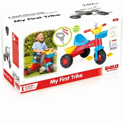 Ticicleta pentru copii Dolu cu maner de control pentru parinte, functie free wheel, claxon si cosulet accesorii