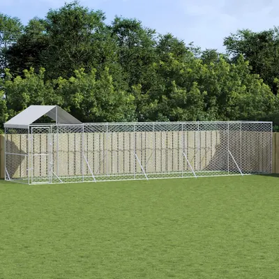 Gossi padoc exterior cu acoperis argintiu 10x2x2,5 m otel galvanizat