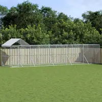 Gossi padoc exterior cu acoperis argintiu 10x2x2,5 m otel galvanizat