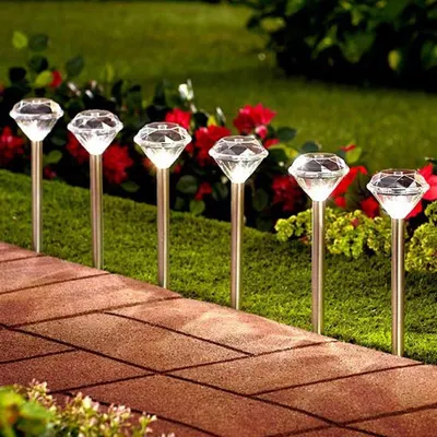 Lampă solară cu led 1.2V, de exterior, Jumi, model Diamond, din oțel inoxidabil
