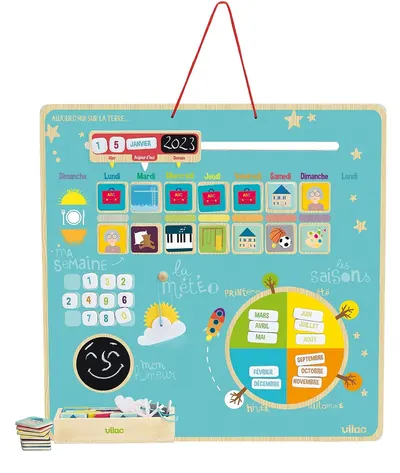 Jucărie din lemn Vilac - Calendar magnetic în franceză