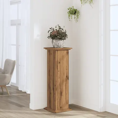 Gossi suport de plante stejar artizanal, 33x33x100 cm, lemn prelucrat