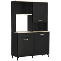 HOMCOM Cămară de Bucătărie cu Sertar Dulapuri și Rafturi Mobilier Auxiliar pentru Cuptor cu Microunde Stil Modern 119x41x180cm Negru | Aosom Romania