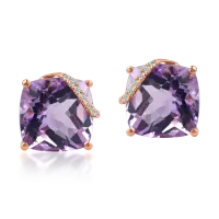 Cercei din aur roz cu ametiste taietura cushion si diamante de 6.86ct