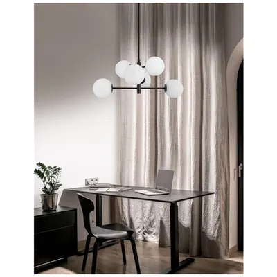 Lampa suspendata IMPERO Alb Frosted Sticla Negru Metal LED E14 6x5 Wat IP20 Fara bec