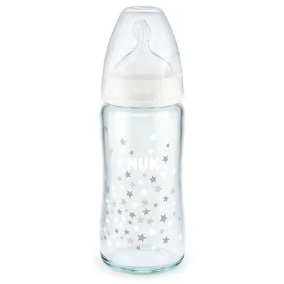 Biberon sticla Nuk control temperatura cu tetina silicon 240 ml 0-6 luni