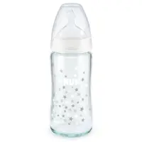 Biberon sticla Nuk control temperatura cu tetina silicon 240 ml 0-6 luni