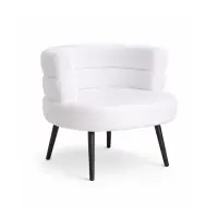 Fotoliu Modern Boucle Alb – Design Elegant cu Spatar Curbat