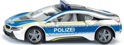 Masina de politie metalica Siku - BMW I8, usile se deschis in sus, 1:50