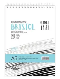 Caiet de schițe pentru desen cu spirală Drasca Bristol sketch pad - A5, 40 file