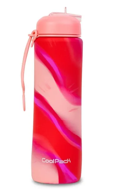 Sticlă pliabilă din silicon Cool Pack Pump - Zebra Pink, 600 ml