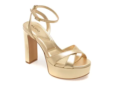 Sandale elegante ALDO aurii, ROSINE 710, din piele ecologica