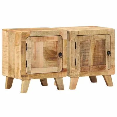 vidaXL Noptiera 2 buc 40x32x46 cm Lemn masiv Mango brut