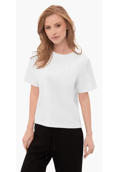 Tricou supradimensionat din bumbac - dama - uni - T-Leni - alb - Alb