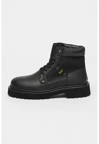 Ghete de piele cu insertii textile Buxton - Negru