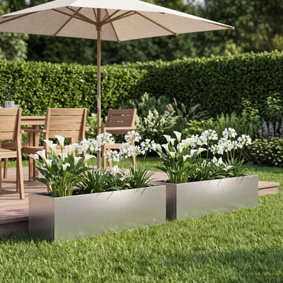vidaXL Vază pentru Grădină 2 buc. Argintiu 80 x 20 x 20 cm