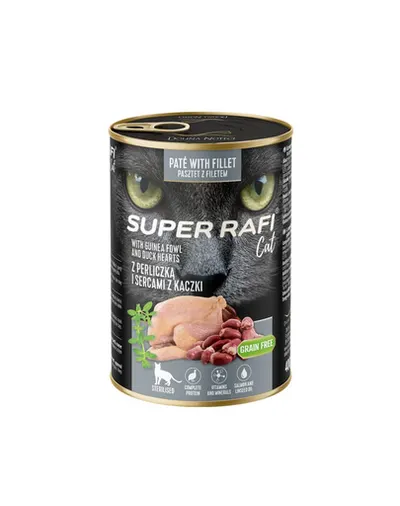 SUPER RAFI Cat cu bibilică și inimi de rață 400 g pentru pisici sterilizate
