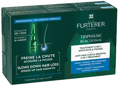 René Furterer Triphasic Fiole împotriva căderii reactive a părului Reactional, 12 x 5 ml