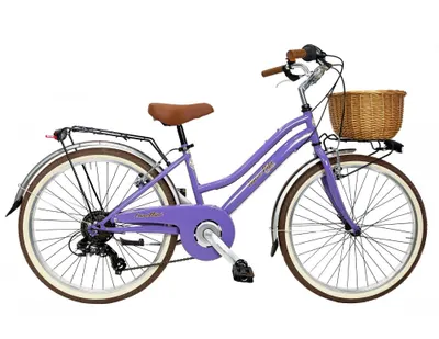Bicicletă pentru fete Dolce Vita JUNIOR 24" cu coș - Violet