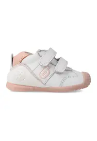 Pantofi sport din piele cu velcro - Alb murdar/Roz prafuit