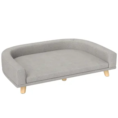 PawHut Canapea pentru Câini cu Picioare Înălțate și Pernă Detașabilă, 98x67x25 cm, Gri | Aosom Romania