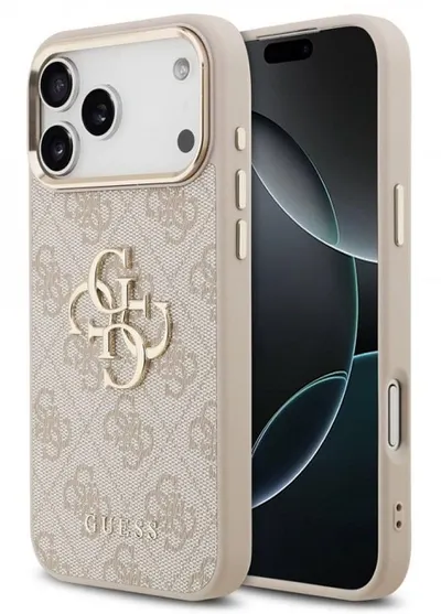 Husă Guess - Logo metalic, iPhone 17 Pro Max, MagSafe, roz