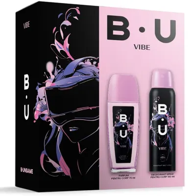 Caseta Cadou Femei B.U Vibe, Deodorant Natural Spray 150 ml, Parfum Corp 75 ml