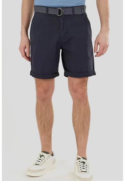 Pantaloni scurti chino cu croiala regular-fit si curea in talie North - Negru