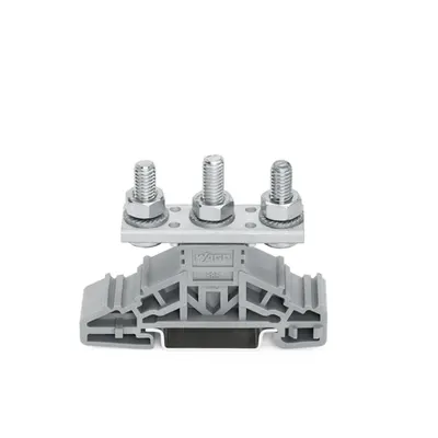 Stud terminal block; lateral marker slots; for DIN-rail 35 x 15 and 35 x 7.5; 3 studs, M6; 35,00 mm²; gray