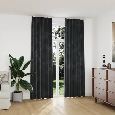 vidaXL Draperii opace cu cârlige, 2 buc., antracit, 140x245cm, catifea