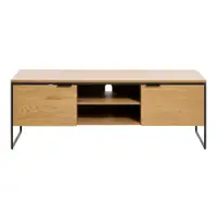 Comodă TV în culoare naturală cu aspect de lemn de stejar 155x55x45 cm Cesura – Unique Furniture