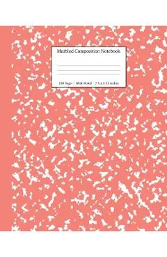 Marbled Composition Notebook: Coral Pink Marble Wide Ruled Paper Subject Book