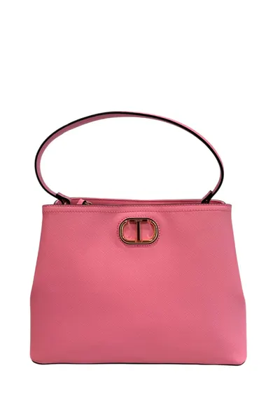 din piele ecologica cu bareta de umar - Roz - 20x28x12