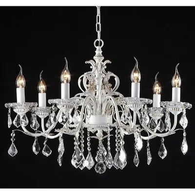 Candelabru Vivaldi,7 becuri dulie E14, 230V,D.70cm, H.51 cm,Alb