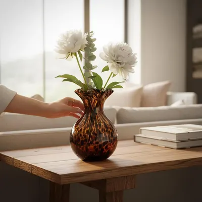 ​Vază EN GROS Decorativă din Sticlă 19 x 11 cm – Model Leopard Elegant, Design Artistic Premium, Decor Modern Luxury pentru Flori