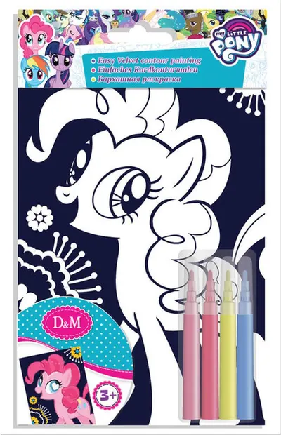 Set creativ Revontuli Toys Oy - Coloreaza singur, My little pony, cu contur de catifea
