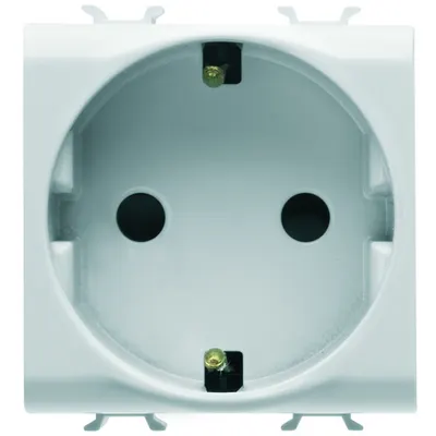 Priza Standard Germana 250v C.a. - Borne de Strangere Frontale - 2p+e 16a - 2 Module - Alb Satinat - Chorusmart