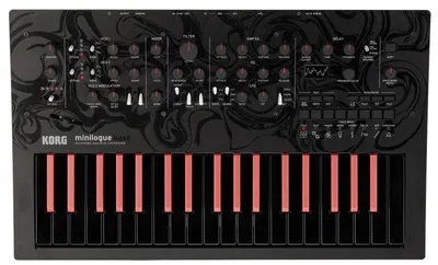 Sintetizator analogic Korg Minilogue Bass - negru/roșu