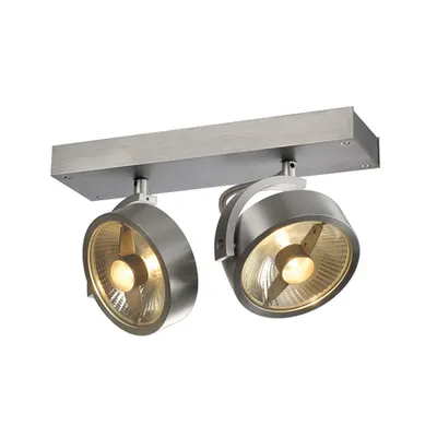 Corp iluminat TAVAN, Kalu de perete Luminita GU10, din aluminiu si perete lumina Plafon, cu Doua capete, QPAR111, rotund, aluminiu periat, max. 150 W