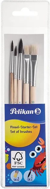 Set pensule pentru pictură rotunde și plate Pelikan Starter – 5 bucăți