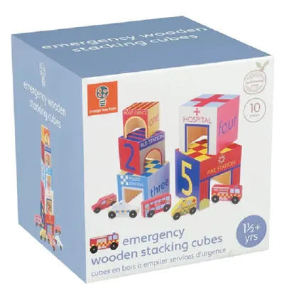 Set de joc Orange Tree Toys - Cuburi și cărucioare