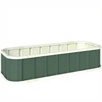Outsunny Pat ridicat din oțel, recipient de plantare cu încuietori click, margine pliată 136 x 52 x 31 cm Verde deschis | Aosom Romania