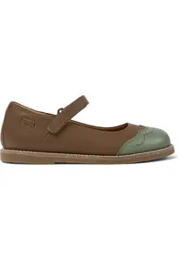 Balerini Mary Jane din piele Savina Twins 8515 - Verde/Maro