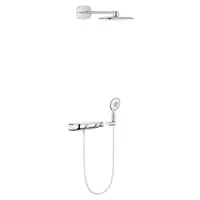 Sistem de dus cu termostat Grohe SmartControl 360, incastrat, 2 functii, anti-calcar, para dus inclusa, crom/alb