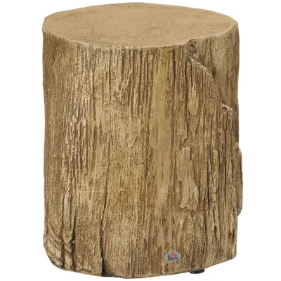 HOMCOM Măsuță laterală aspect toc de copac picioare nivelabile 37 cm x 37 cm x 43 cm beton maro | Aosom Romania