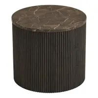 Măsuță auxiliară rotundă cu blat cu aspect de marmură ø 45 cm Rota – House Nordic