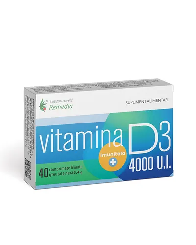 Vitamina D3 4000 UI, 40 comprimate, Laboratoarele Remedia